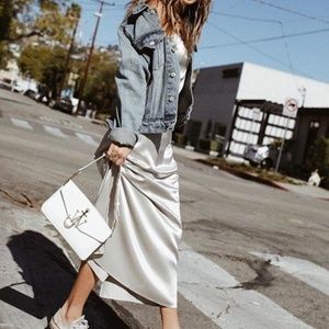 Theory Champagne colored satin slip dress